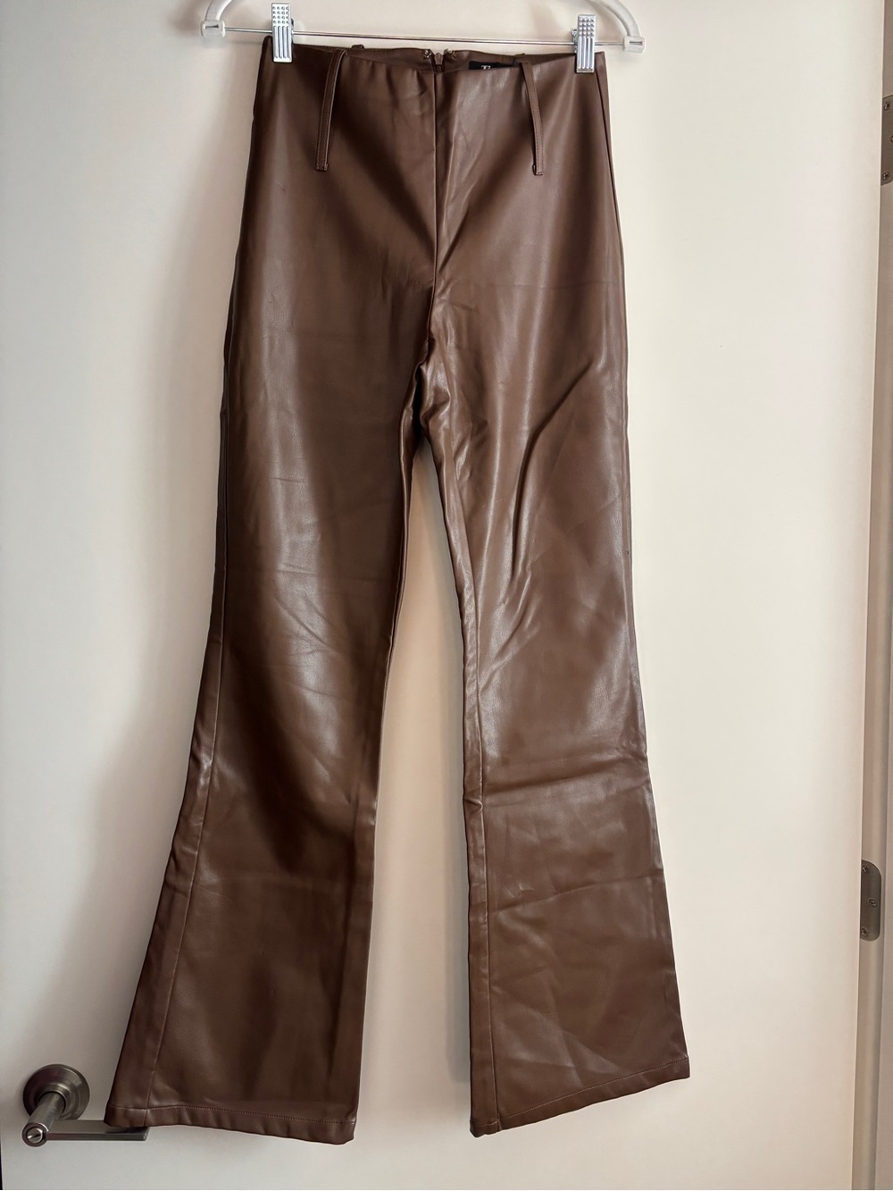 Tiger Mist Chocolate Faux Leather Flare Pants